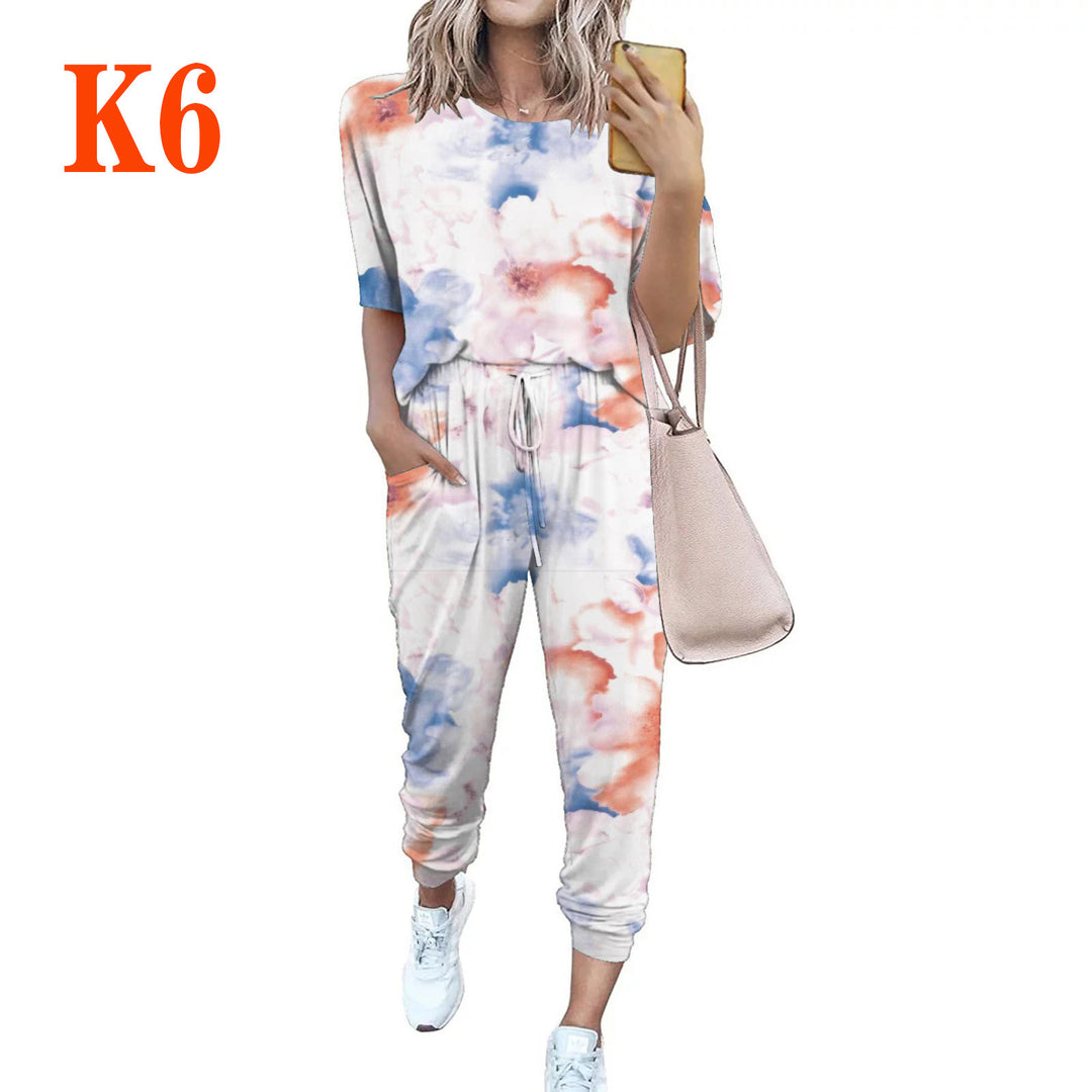 Damen Leichter Freizeit-Jumpsuit mit einem auffälligen Batik-Muster und praktischen Taschen EB