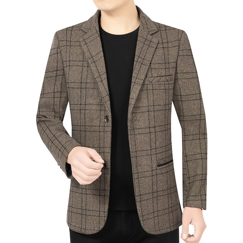 Herren Elegantes Karomuster-Sakko mit leichtem Stretch und Notch-Revers EB
