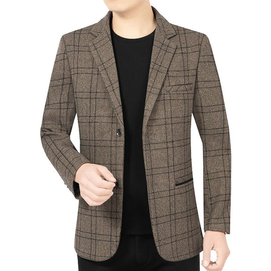 Herren Elegantes Karomuster-Sakko mit leichtem Stretch und Notch-Revers EB