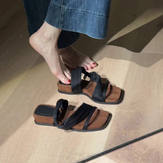 Damen Sandalen mit eleganter Schleifenapplikation EB