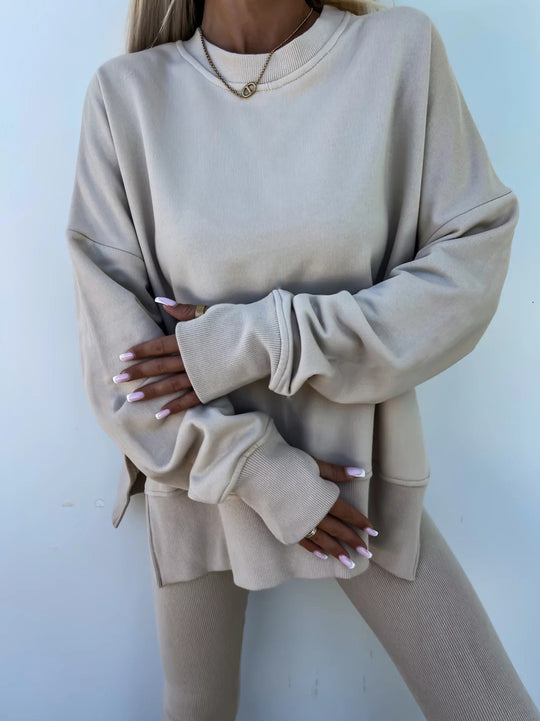 Damen Sportlicher Freizeitanzug mit oversized Sweatshirt und enganliegenden Leggings EB