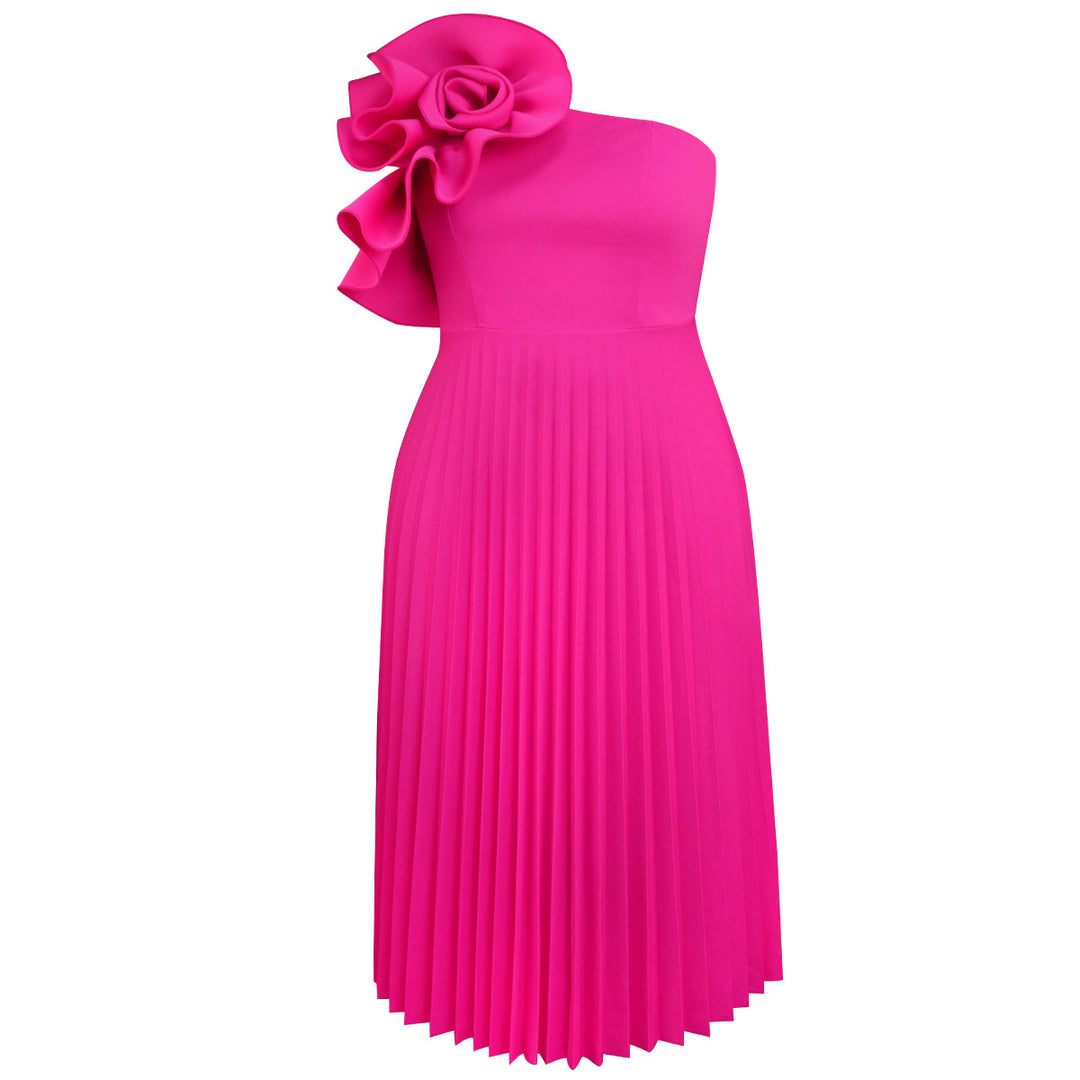 Damen elegantes Cocktailkleid mit voluminöser Blütenapplikation EB