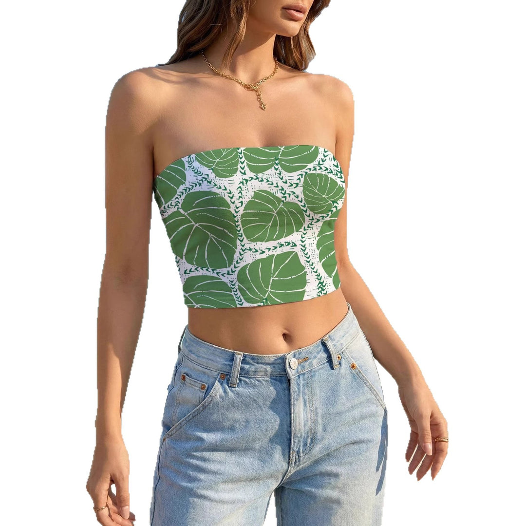 Damen Bandeau-Top mit tropischem Muster EB