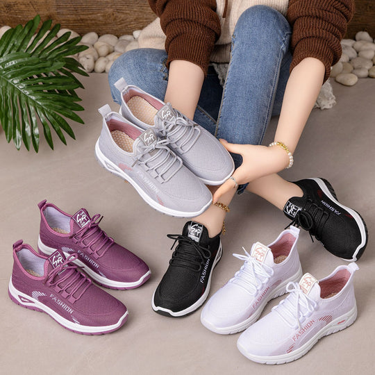 Damen Sportliche Sneaker mit elastischem Strickoberteil und dämpfender Sohle EB