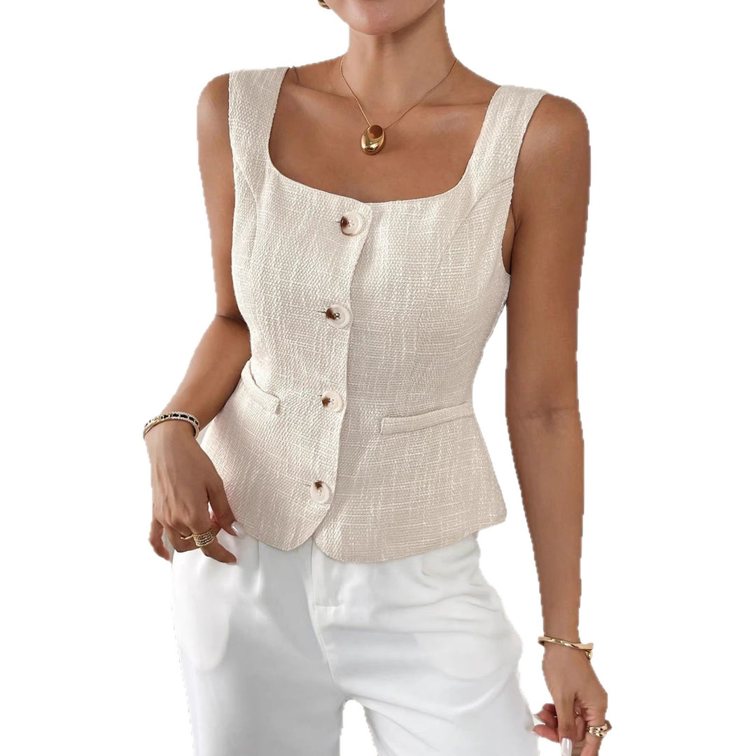 Damen Elegant geschnittene Weste mit Knopfdetail EB