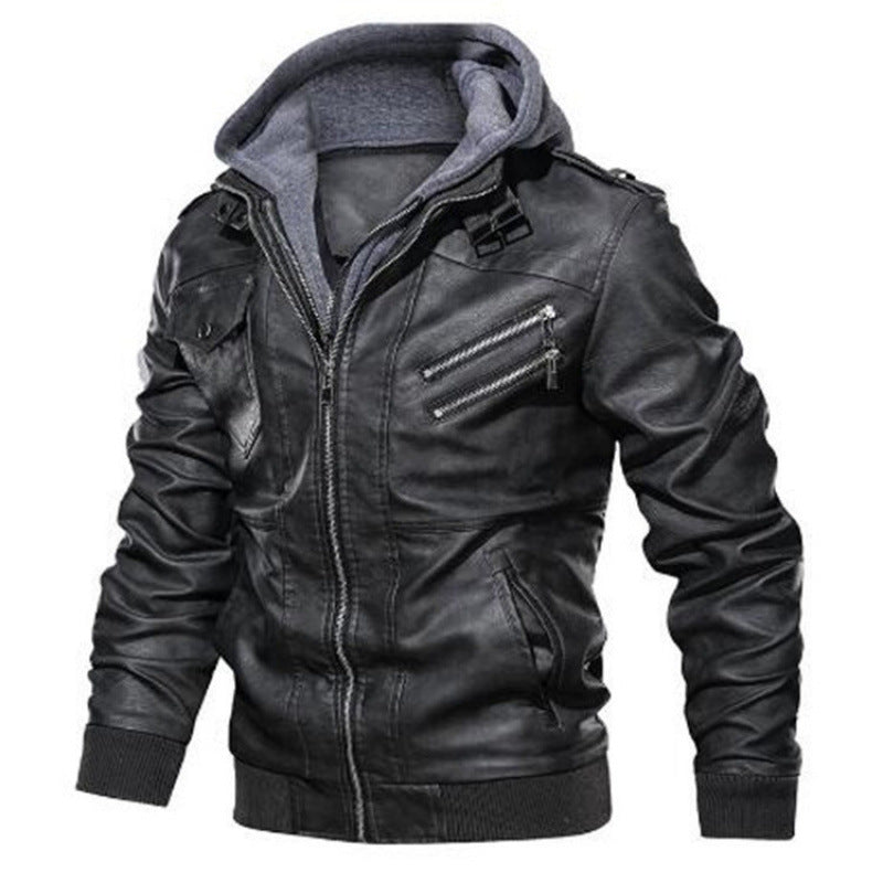 Herren jacke im modernen Biker-Stil mit abnehmbarer Kapuze EB