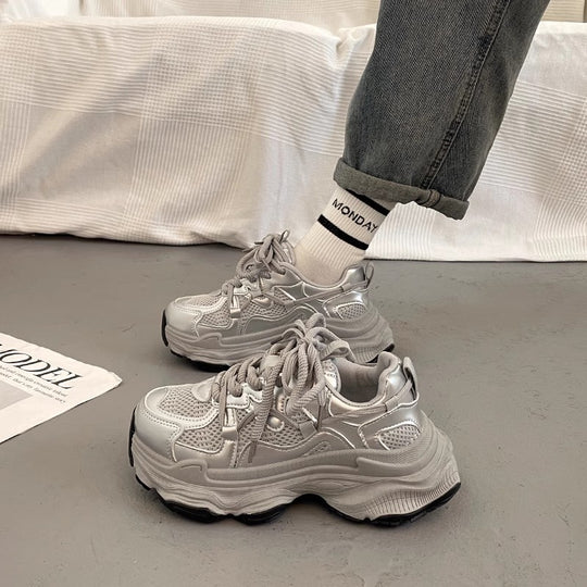 Damen Sportliche Chunky Sneakers mit atmungsaktiven Netz-Elementen EB
