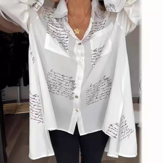 Damen Bluse mit modernem Schreibdesign und lockerer Passform EB