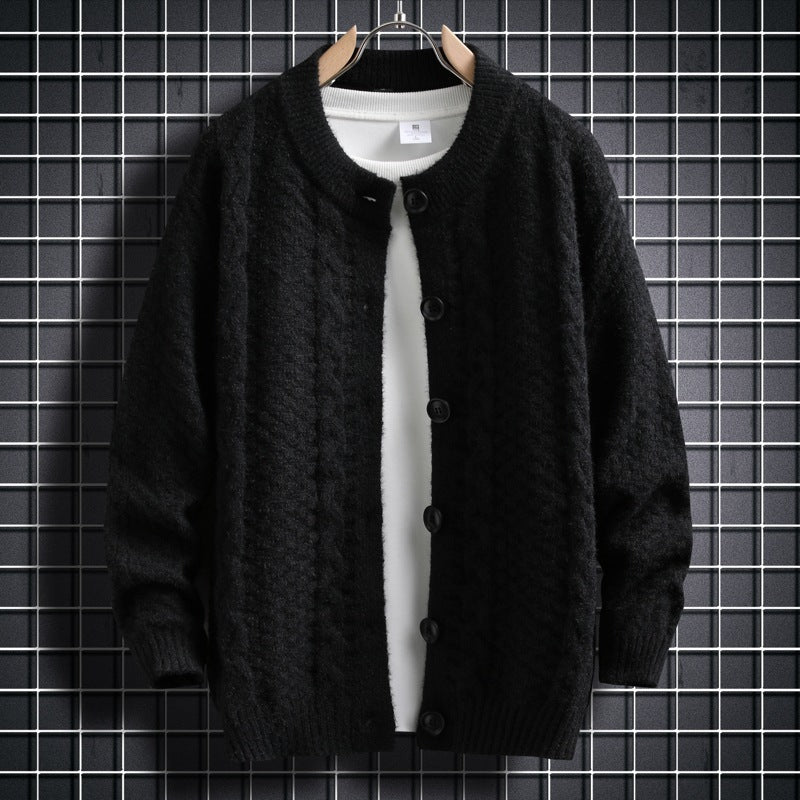 Damen Strickjacke mit strukturiertem Zopfmuster und durchgehenden Knöpfen EB