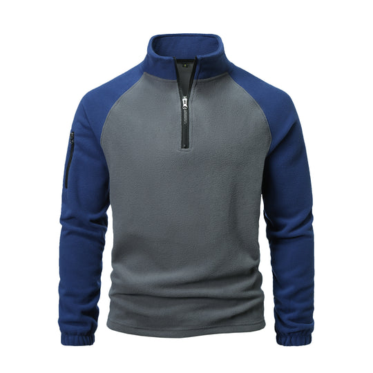 Herren Fleece-Pullover mit halbem Reißverschluss und praktischem Taschen-Design EB