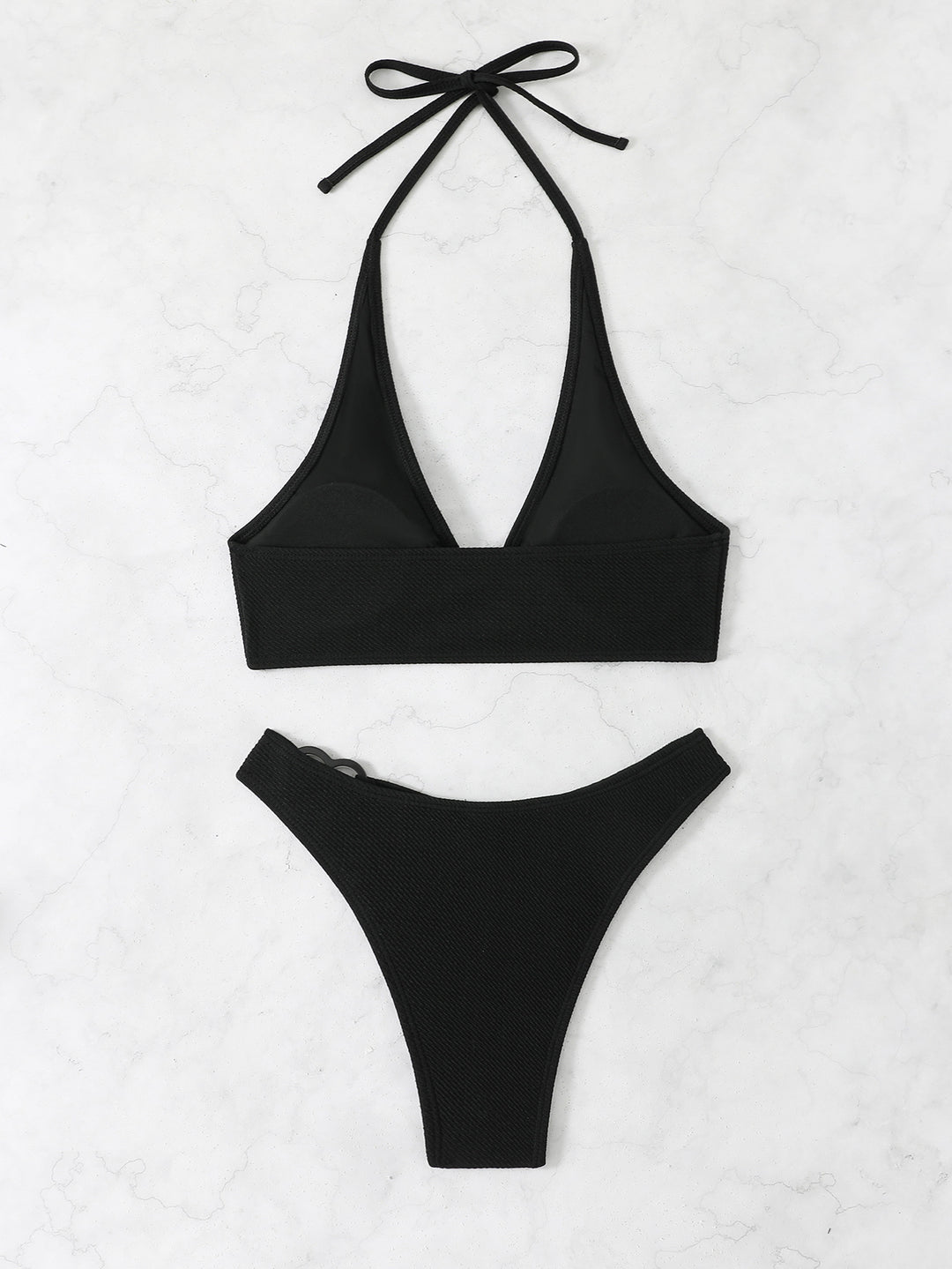 Damen Bikini-Set mit rippierter Textur und verstellbarem Oberteil EB