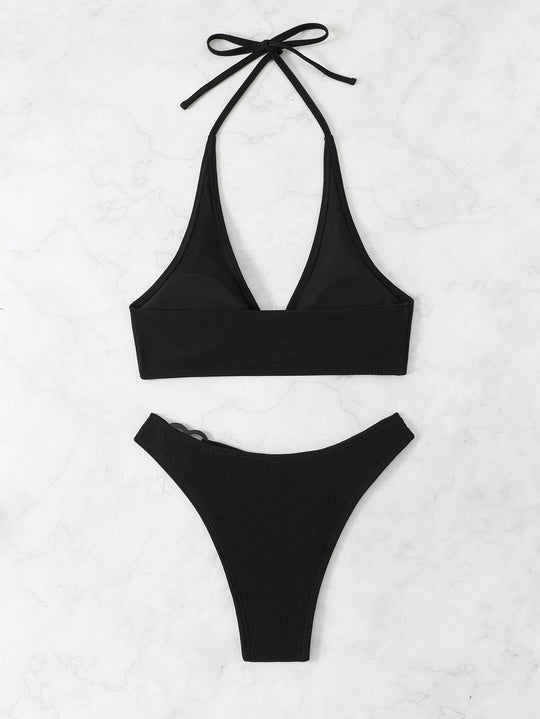 Damen Bikini-Set mit rippierter Textur und verstellbarem Oberteil EB