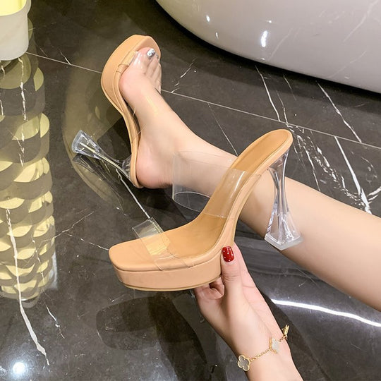 Damen elegante transparente High Heel Sandalen EB