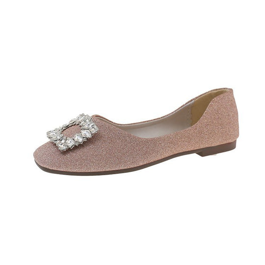 Damen funkelnde Ballerinas mit zierlichem Schmuckdetail EB
