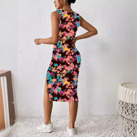 Damen Figürliches Maxikleid mit auffälligem Farbdesign EB