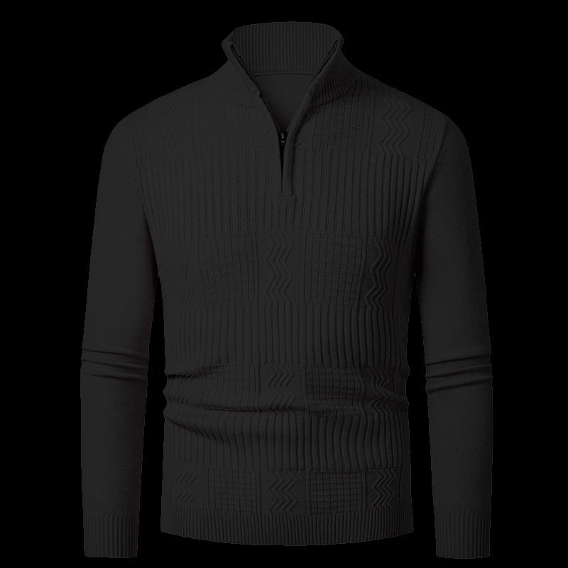 Herren Strickpullover mit modernem Reißverschluss und strukturierter Oberfläche EB