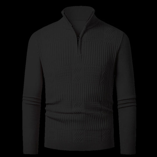 Herren Strickpullover mit modernem Reißverschluss und strukturierter Oberfläche EB