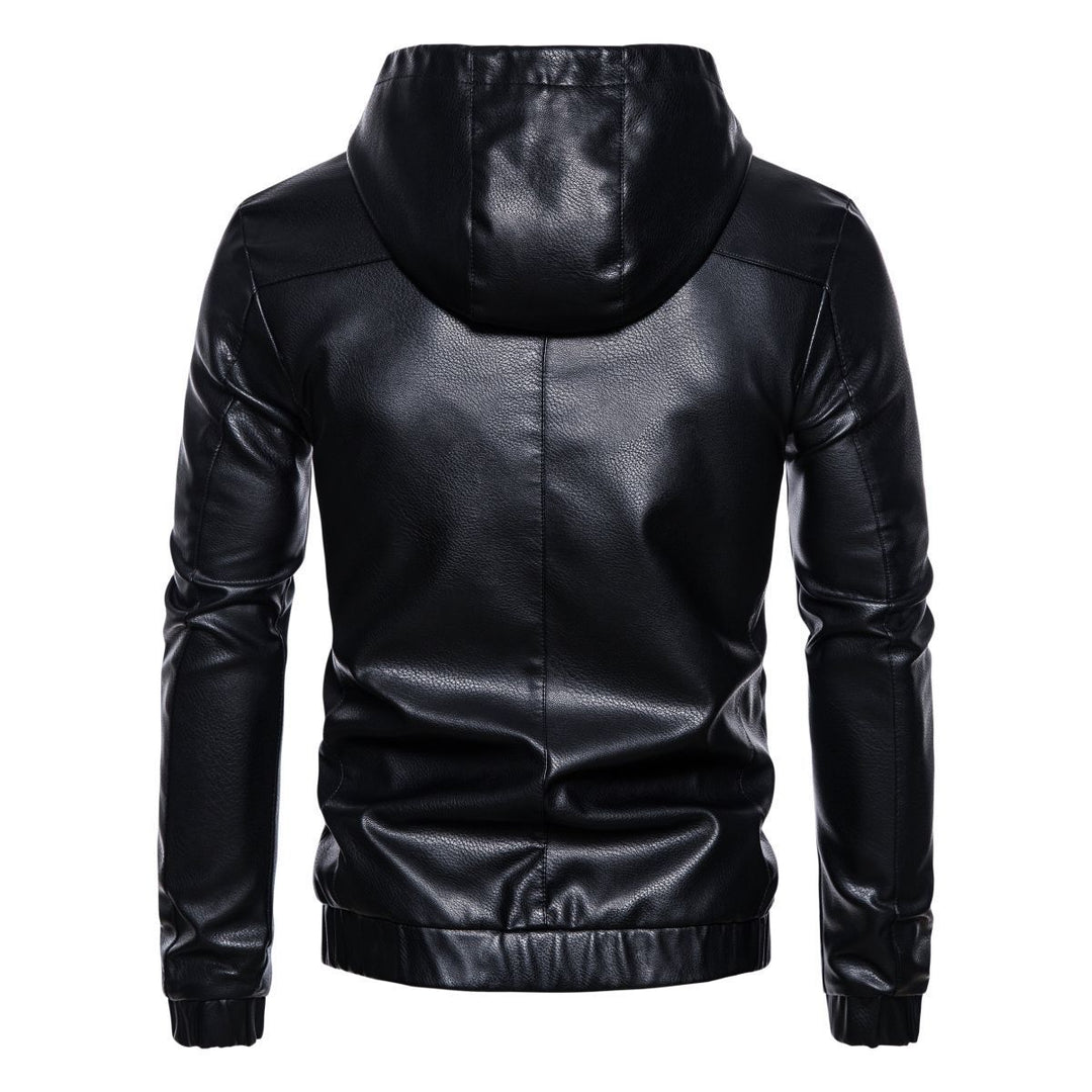 Herren Kunstlederjacke mit praktischem Kapuzen Design und sportiven Details EB