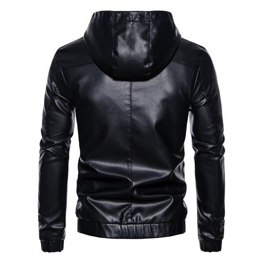Herren Kunstlederjacke mit praktischem Kapuzen Design und sportiven Details EB