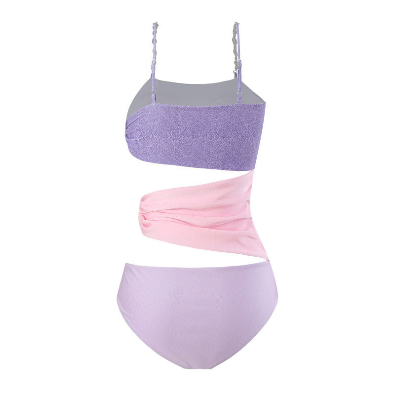 Damen Cut-Out Badeanzug mit schimmerndem Effekt und verstellbaren Trägern EB