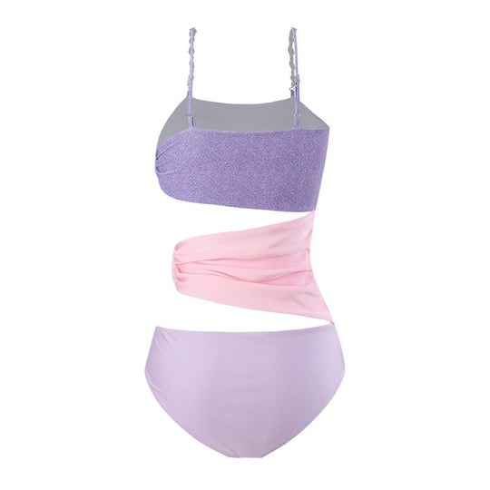 Damen Cut-Out Badeanzug mit schimmerndem Effekt und verstellbaren Trägern EB