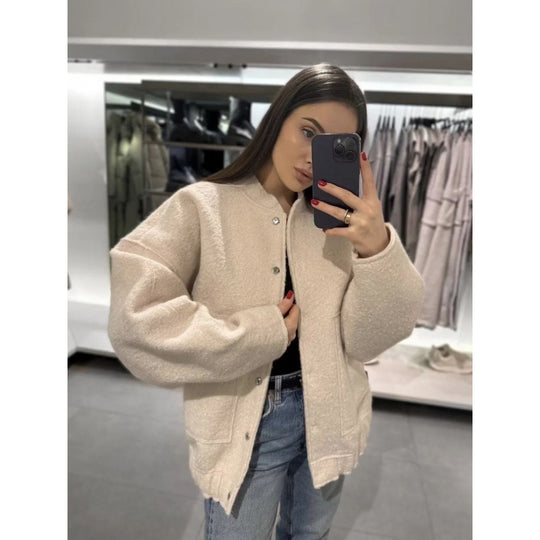 Damen coole Oversize-Jacke aus weichem Wollmix EB