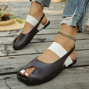 Damen elegante Zehentrenner-Sandalen mit elastischen Riemen EB