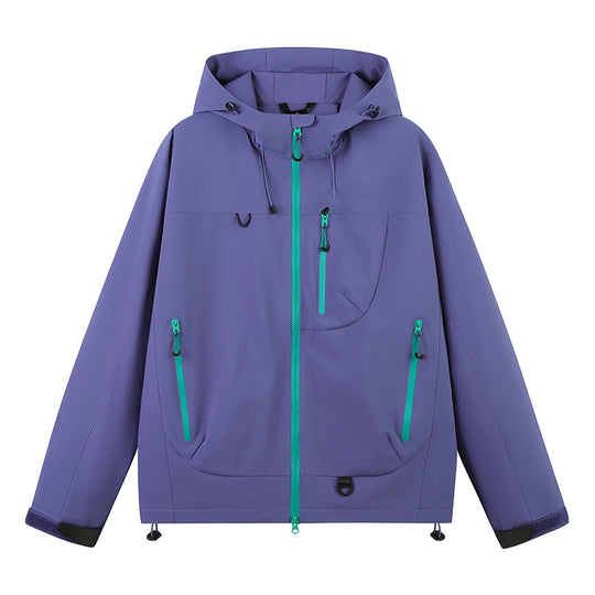 Damen wasserabweisende Outdoor-Jacke mit verstellbarem Kapuzenkragen EB