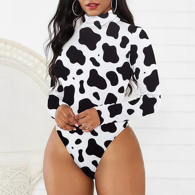 Damen Eleganter Langarmbody mit hohen Kragen EB