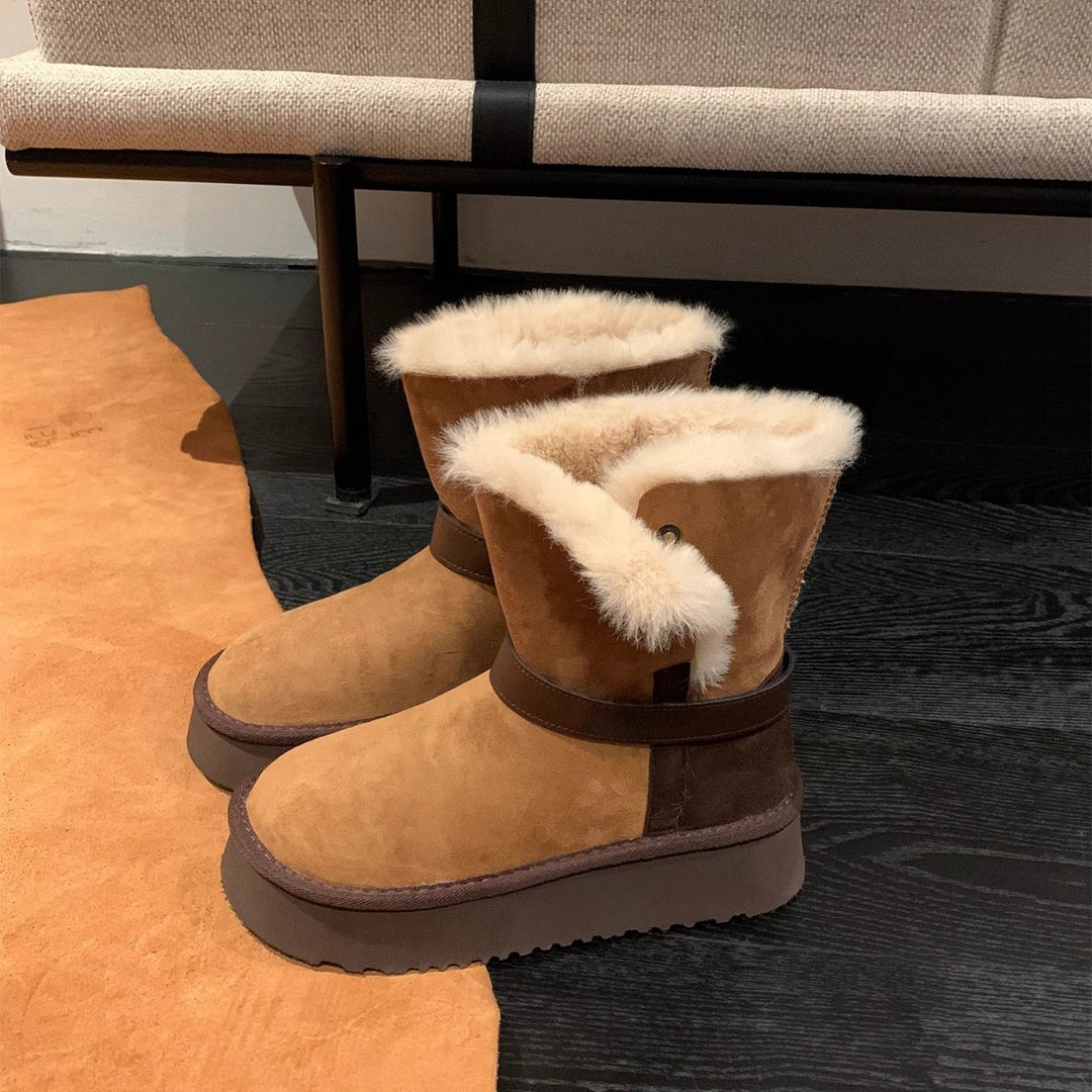 Damen kuschelige Winterstiefel mit warmem Futter und stylishen Details EB