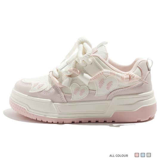 Damen Sneakers mit verspieltem Herzdesign und bequemer Dämpfung EB
