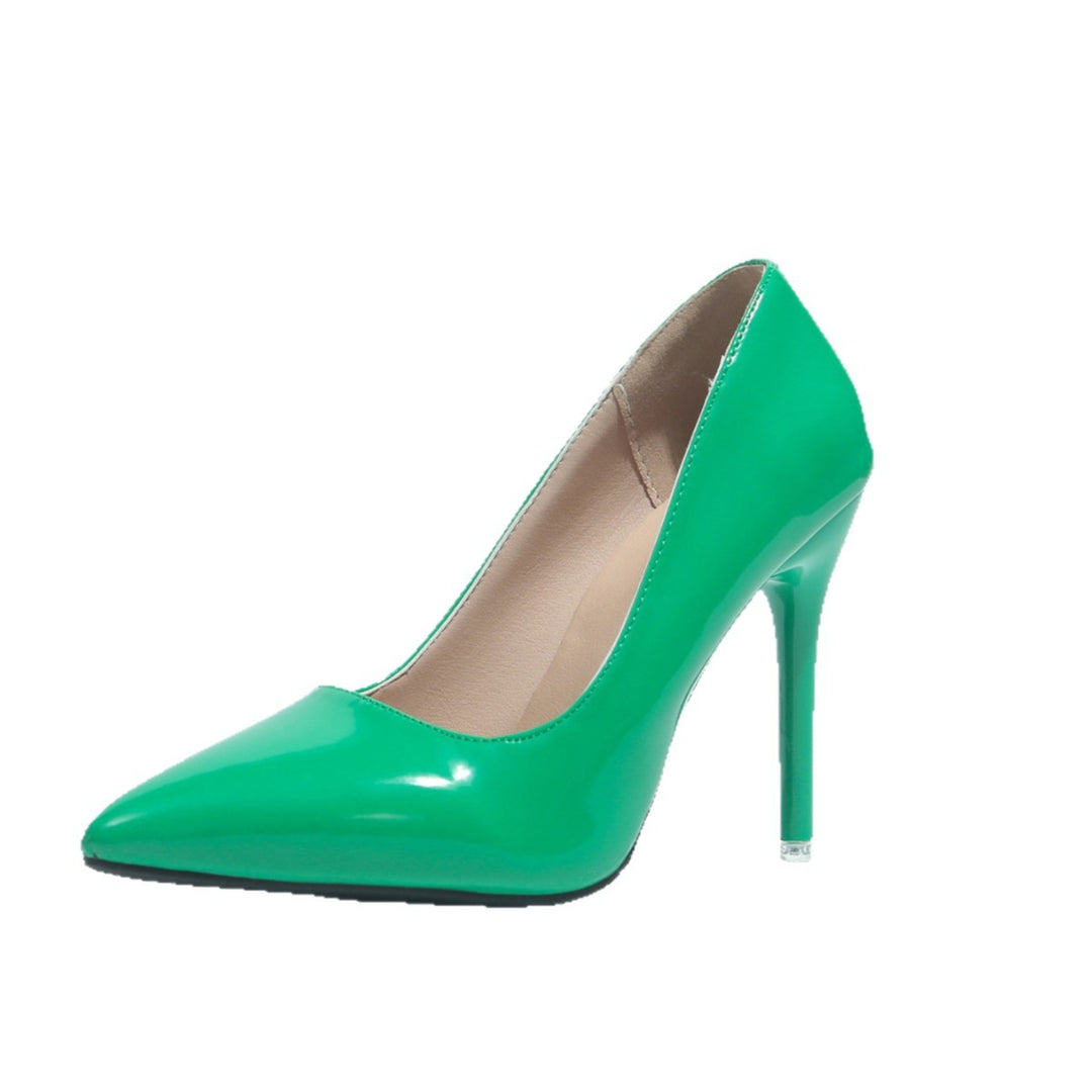 Damen spitze High Heel Pumps mit glänzendem Finish EB
