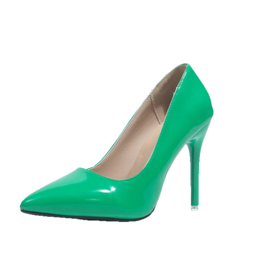 Damen spitze High Heel Pumps mit glänzendem Finish EB