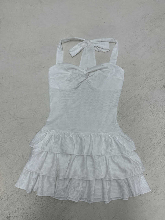 Damen Sommerliches Tüllkleid mit verstellbaren Spaghettiträgern und Rüschendetails EB