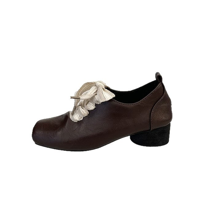 Damen elegante Schnürschuhe im Retro-Stil mit dekorativen Schleifen EB