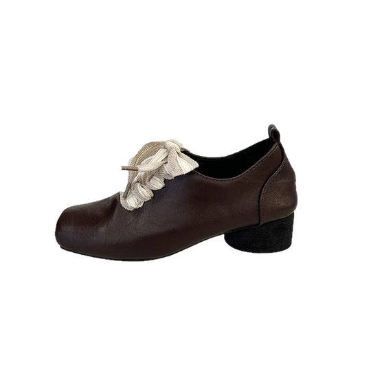 Damen elegante Schnürschuhe im Retro-Stil mit dekorativen Schleifen EB