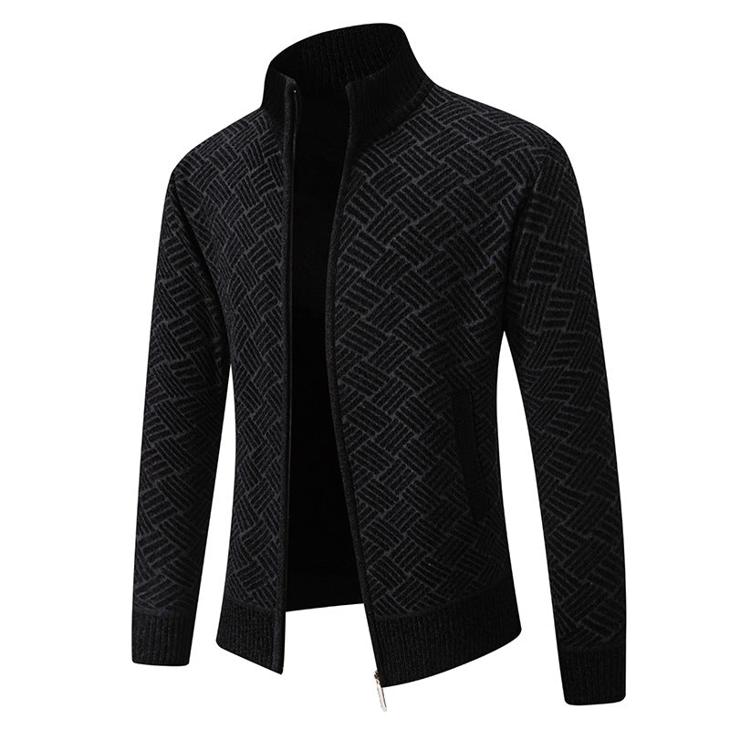 Herren Strickjacke mit modernem Karomuster EB