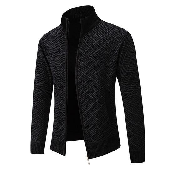 Herren Strickjacke mit modernem Karomuster EB