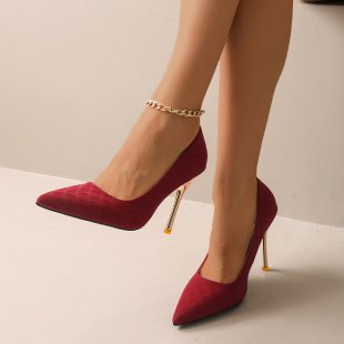 Damen spitze Stiletto-Pumps mit funkelndem Goldabsatz EB