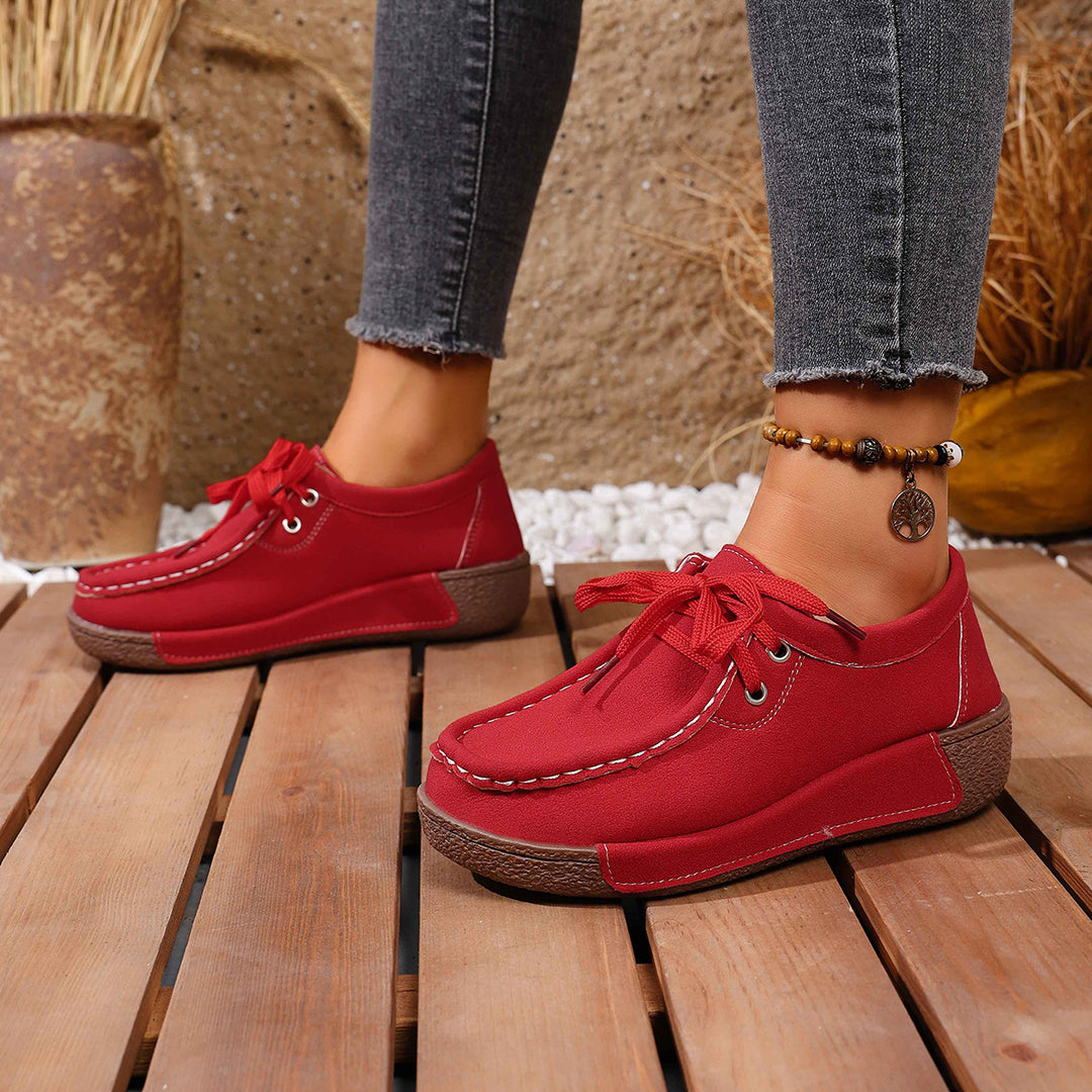Damen bequeme Freizeitschuhe mit detailreichem Schnürdesign EB