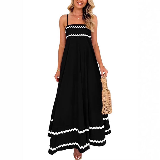 Damen Maxikleid mit eleganten Zierhörnchen und verstellbaren Trägern EB