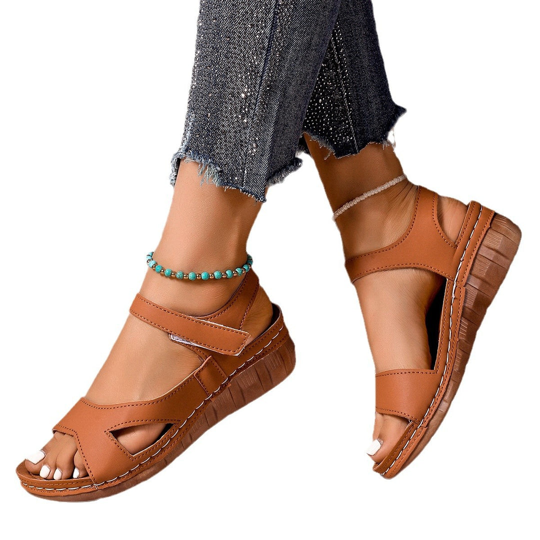 Damen lässige Riemchensandalen mit modischem Cut-Out-Design und komfortablem Fußbett EB