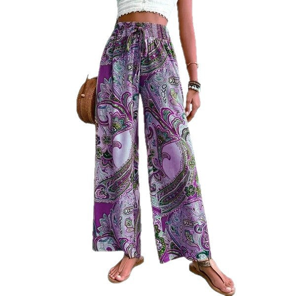 Damen Weite Hosen mit paisley Muster EB