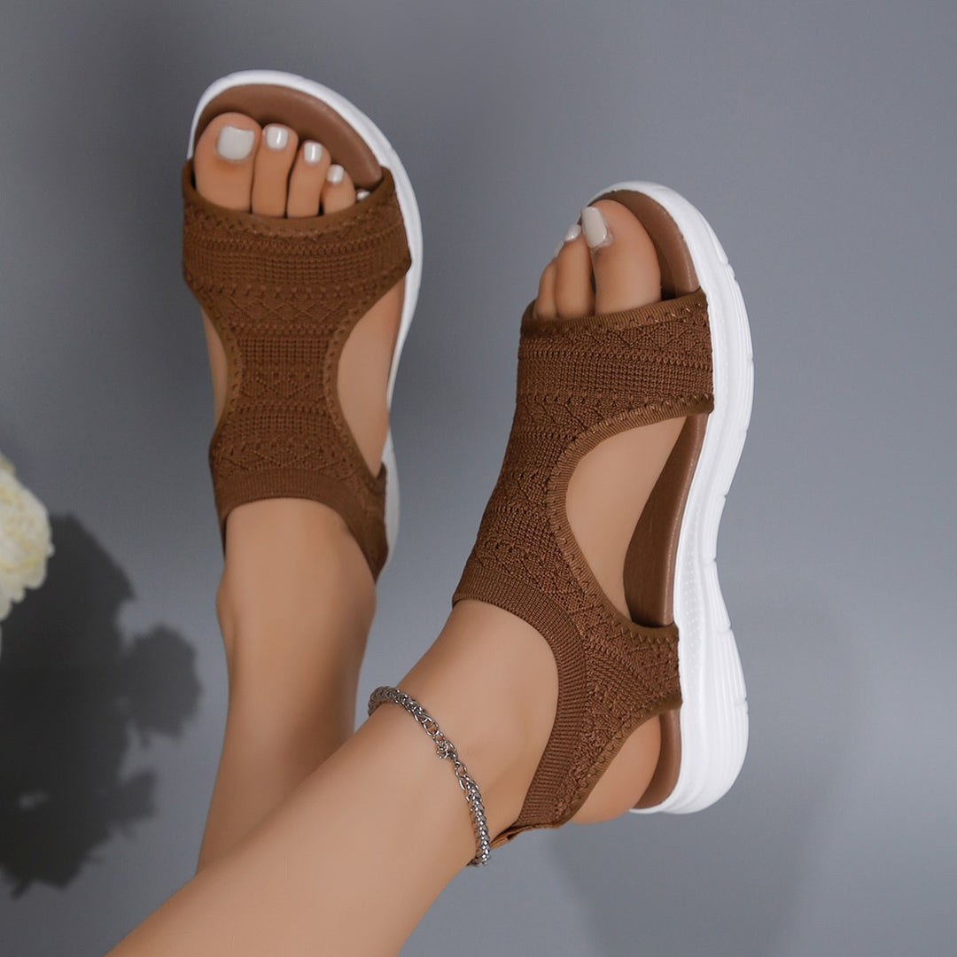 Damen Komfortable elastische Sandalen mit atmungsaktiver Oberflächenstruktur EB