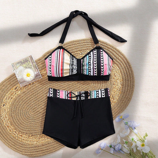 Damen Bikini-Set mit modischem High-Waist-Schnitt und verstellbaren Trägern EB