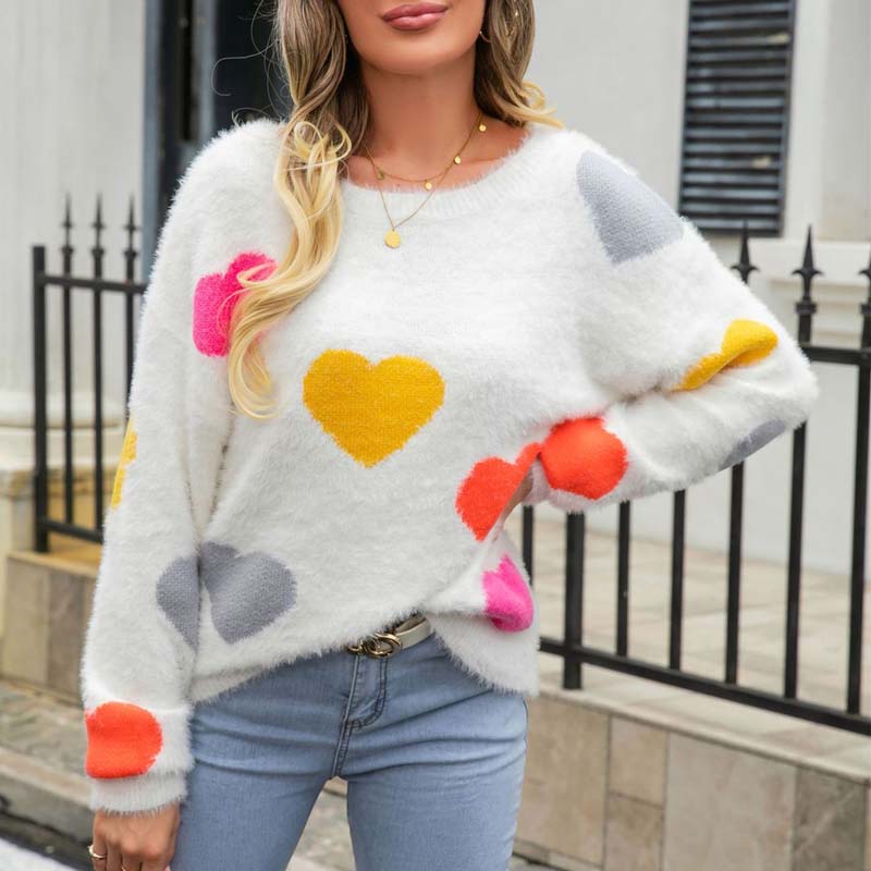 EB | Strickpullover Mit Süßem Herzmuster