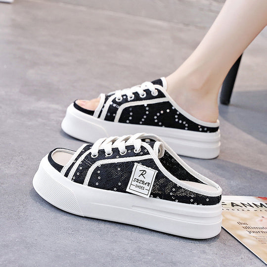 Damen Komfortable Clogsneaker mit modischem Spitzendesign EB