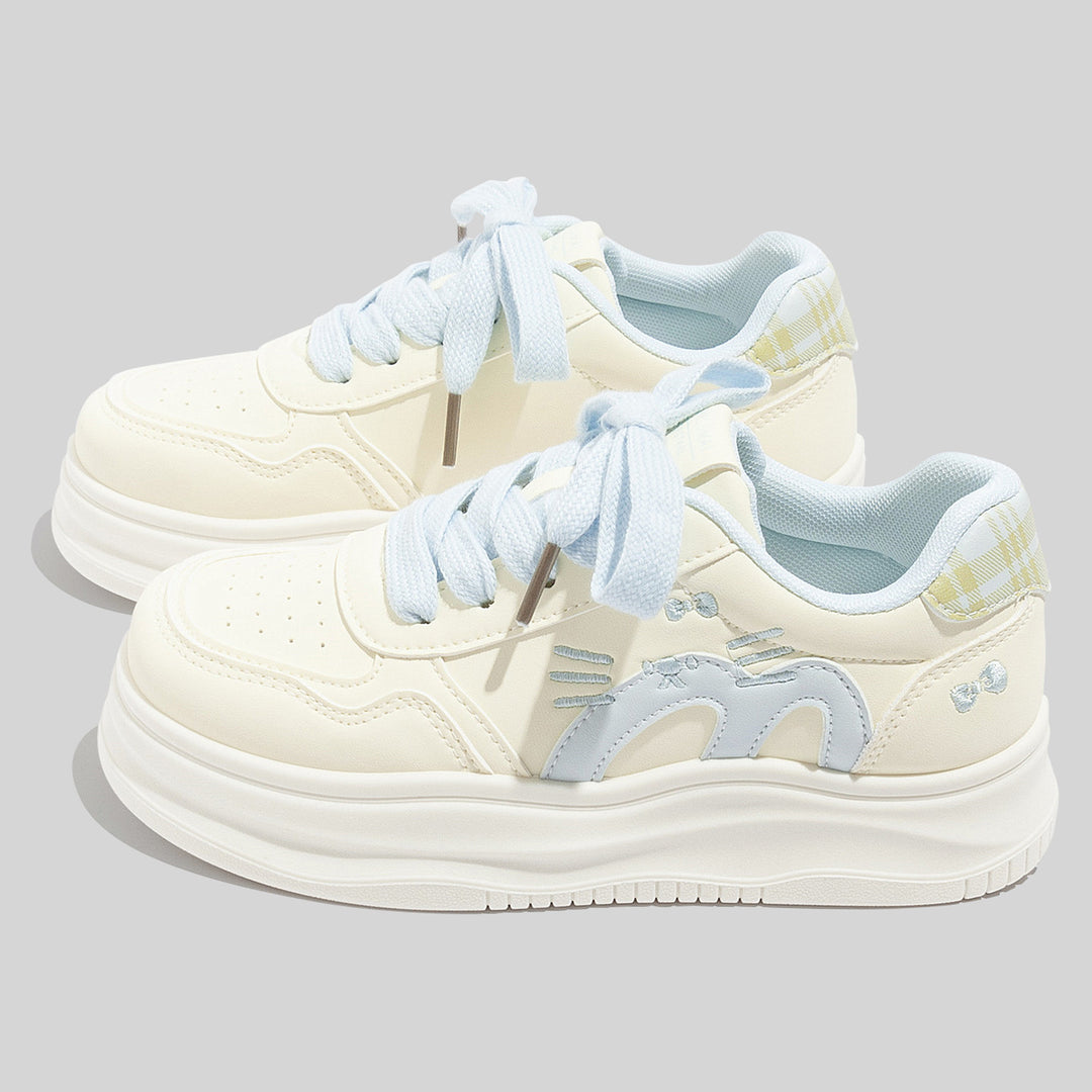 Damen Sportliche Sneakers mit verspieltem Katzenmotiv und weichem Innenfutter EB