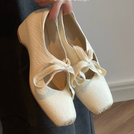 Damen Ballerinas im eleganten Schlangenlederlook mit dekorativem Schleifenakzent EB