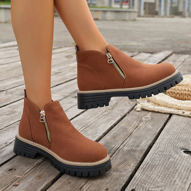 Damen lässige Stiefeletten mit seitlichem Reißverschluss und rutschfester Sohle EB